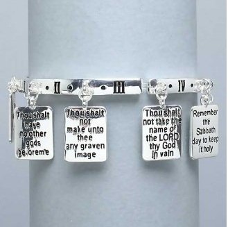 Religious Bible Ten Commandments Charm Bracelet