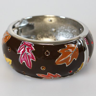 Brown Fall Leaf Bangle Bracelet