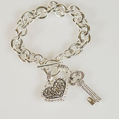 Key Heart Love Charm Bracelet