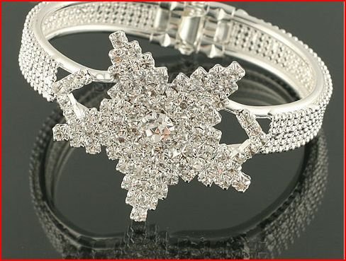 Snow Flake Crystal Bangle Bracelet