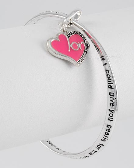 Mothers Prayer Heart Love Pink Charm Bracelet