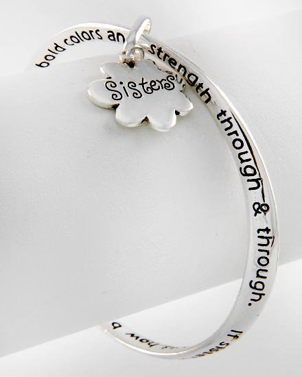Sisters Prayer Flower Love Charm Bracelet
