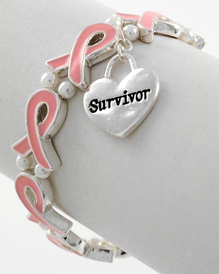 Pink Ribbon Breast Cancer Awareness Survivor Bracelet