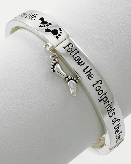 Inspirational Religious Follow the Footprints of the Lord Charm Bracelet