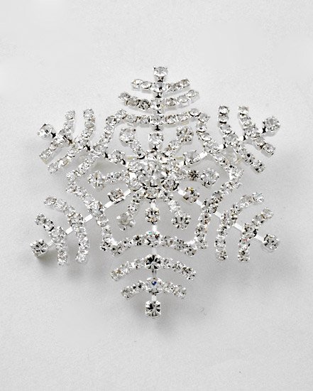White Clear Christmas Crystal Snow Flake Snowflake Brooch