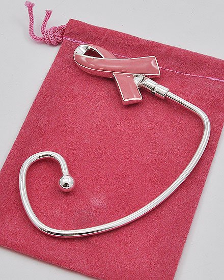Pink Ribbon Breast Cancer Awareness Handbag Purse Hook Caddy Holder