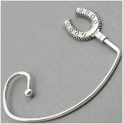 Western Horseshoe Silver Tone Handbag Purse Hook Caddy Holder
