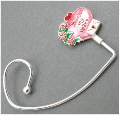 You're My Heart Love Valentine Valentines Day Silver Tone Handbag Purse Hook Caddy Holder