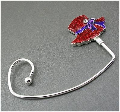 Red Hat Ladies Society Silver Tone Handbag Purse Hook Caddy Holder