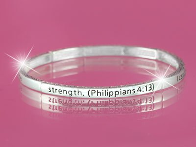 Philippians 4:13 I Can Do Everything Through Him Religious Stackable Bracelet