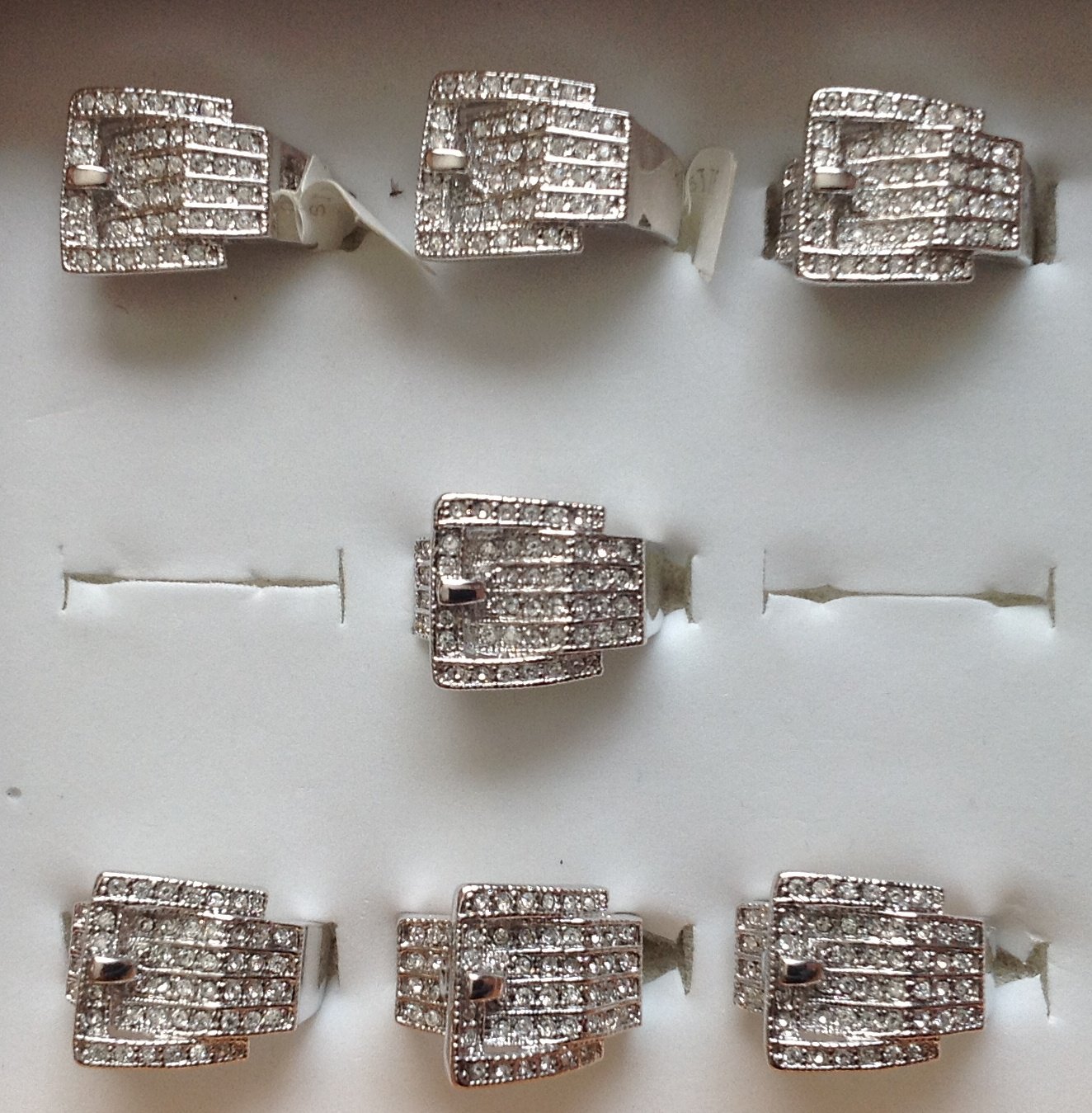 Wholesale Bulk Mixed Lot of 7 Clear Cubic Zirconia Western Belt Buckle Cowgirl Ring Size 6 7 8