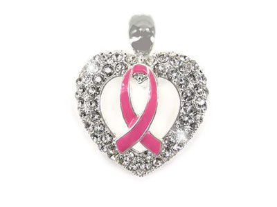 Pink Ribbon Breast Cancer Awareness Crystal Pendant