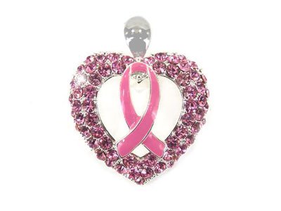 Pink Ribbon Breast Cancer Awareness Crystal Pendant