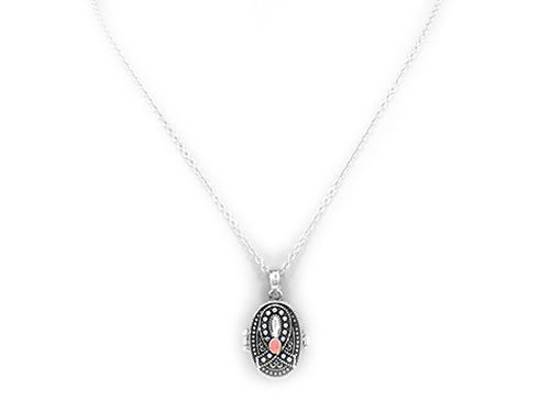 Pink Ribbon Breast Cancer Awareness Locket Necklace