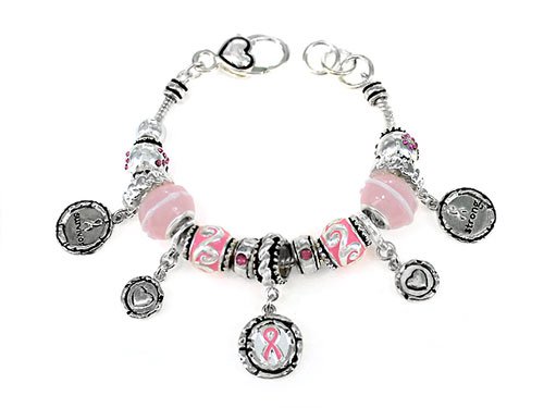 Pink Ribbon Breast Cancer Awareness Bracelet
