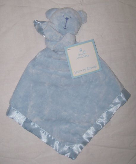 NWT Blue Bear SECURITY BLANKET Lovey Buddy SATIN LINED