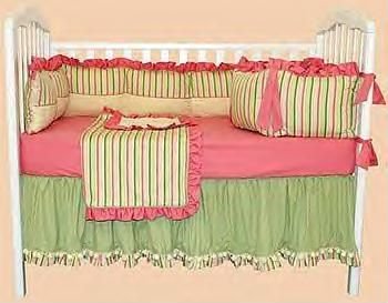 NEW BUBBLE BEACH Sleepy Stripes BABY CRIB BEDDING SET 4 Piece