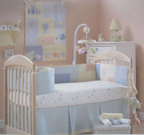CARTERs 3 PIECE CRAZY QUILT BABY NURSERY CRIB BEDDING SET