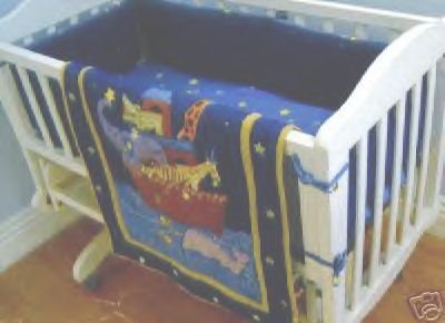 KIDSLINE Starry Night NOAHS ARK 3 PIECE BABY NURSERY CRADLE BEDDING SET