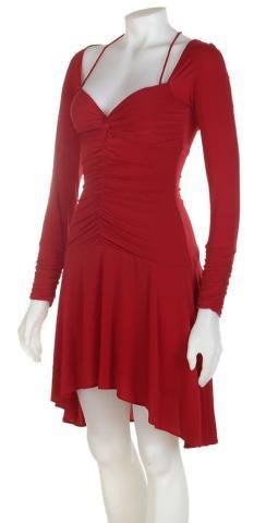 NEW BCBG Designer Max Azria Rouge Red Gathered Long Sleeve Dress Womens Size S Small 6