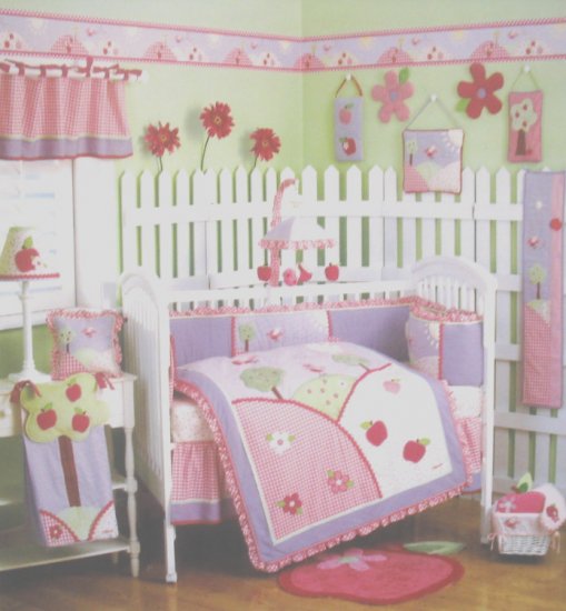 RARE NEW OshKosh BABY APPLE HILL 4 Piece Baby Girl Nursery Crib Bedding SET by CoCaLo Osh Kosh NIP