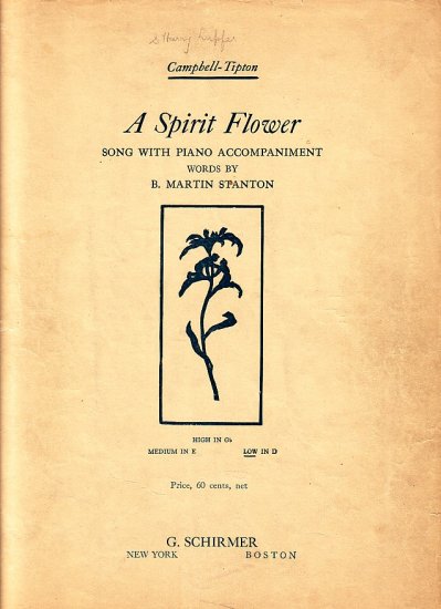 A Spirit Flower, Song with Piano Accompaniment, 1908 Vintage Sheet Music - 109