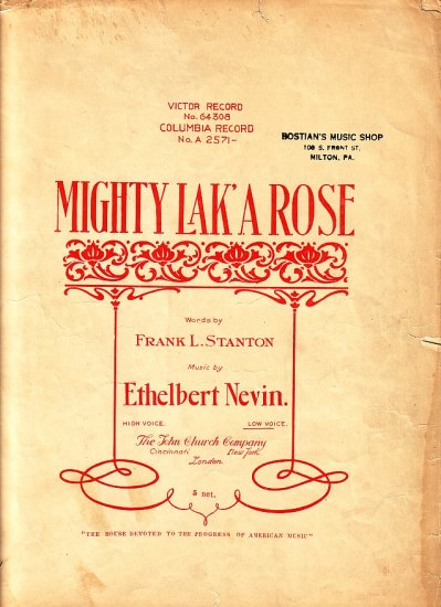 Mighty Lak' A Rose, 1901 Irish Song Sheet Music - 107