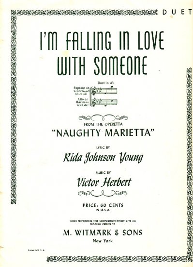 I'm Falling in Love with Someone, From the Operetta Naughty Marietta,1941 Sheet Music - 104