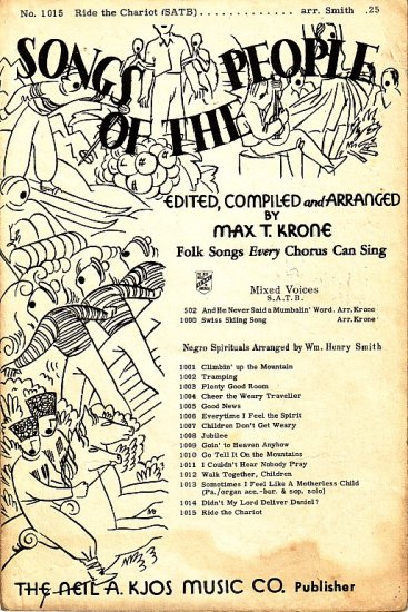 Ride the Chariot, Songs of the People Series for Mixed Voices, 1939 Vintage Sheet Music - 118