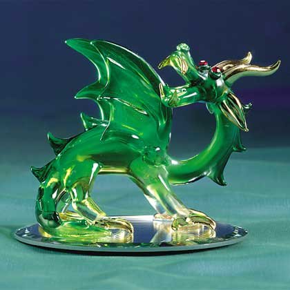 Green Glass Dragon With Wings