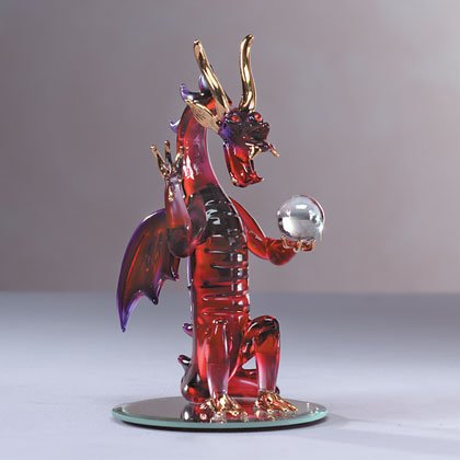 Glass Fiery Dragon Holding Ball