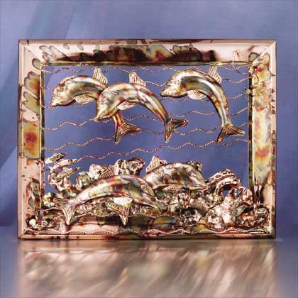 Dolphins Metal Framed Sculpture