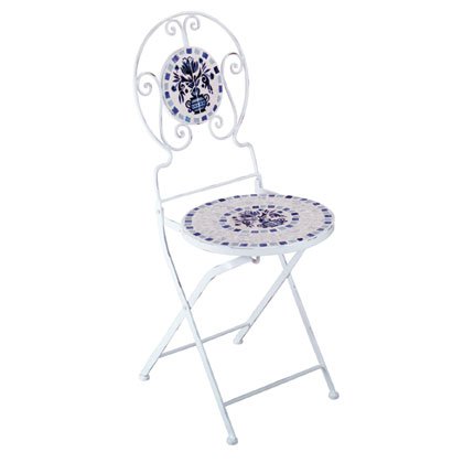 Blue & White Mosaic Tile Bistro Chair