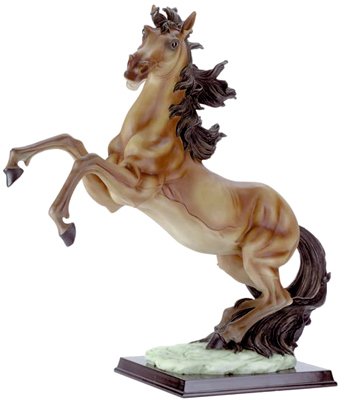 Horse With Legs Up On Wood Base