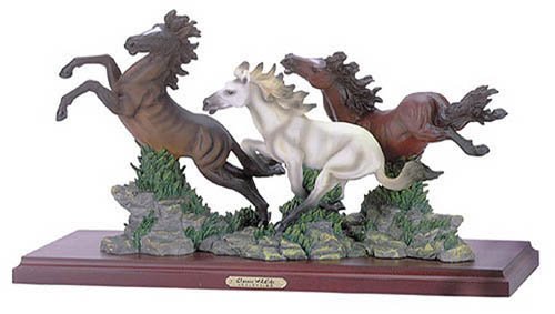 Wild Horses On Wood Base