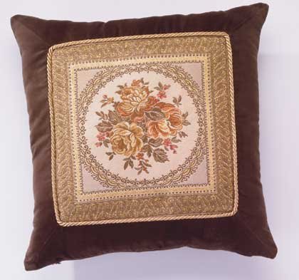 Brown Velvet Floral Cushion