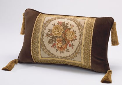 Tasseled Brown Velvet Cushion
