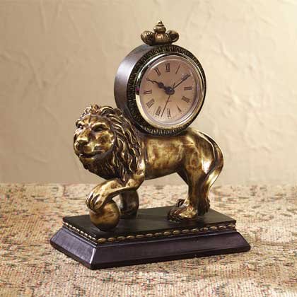 Antique-Look Lion Desk Clock