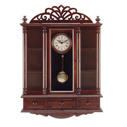 Wood Pendulum Clock-Curio Cabinet