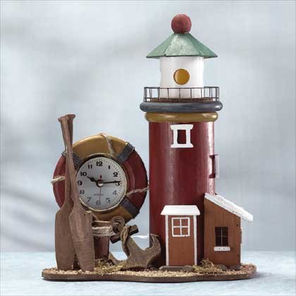 Wood Lighthouse Light-Clock