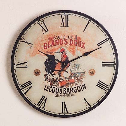 Wood Rooster Wall Clock