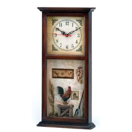 Rooster Motif Shadowbox Clock