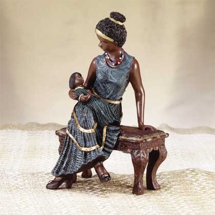 African American Mother and Child Figurine