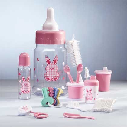 Pink Baby Gift Set in Bottle Bank