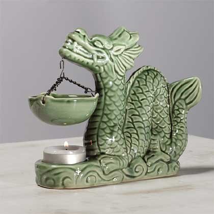 Glazed Porcelain Dragon Oil Warmer