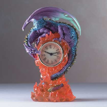 Dragon and Flames Desk Clock