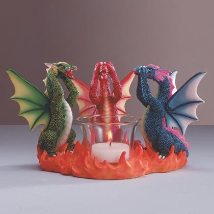 See, Hear, Speak, Dragon Candle Holder