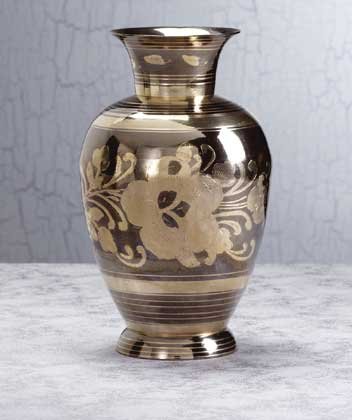 Pewter Brass Vase - Floral