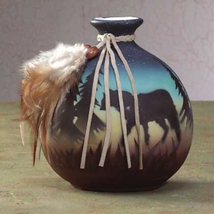 Shadowy Wolf Painted Vase