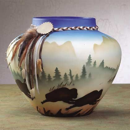 Southwestern Vase with Buffalo